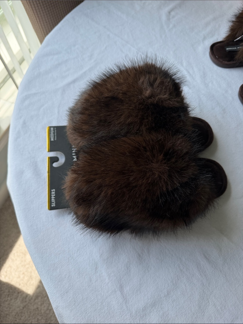 Faux Fur Slide Slippers - Brown REBECCA MINKOFF- medium size